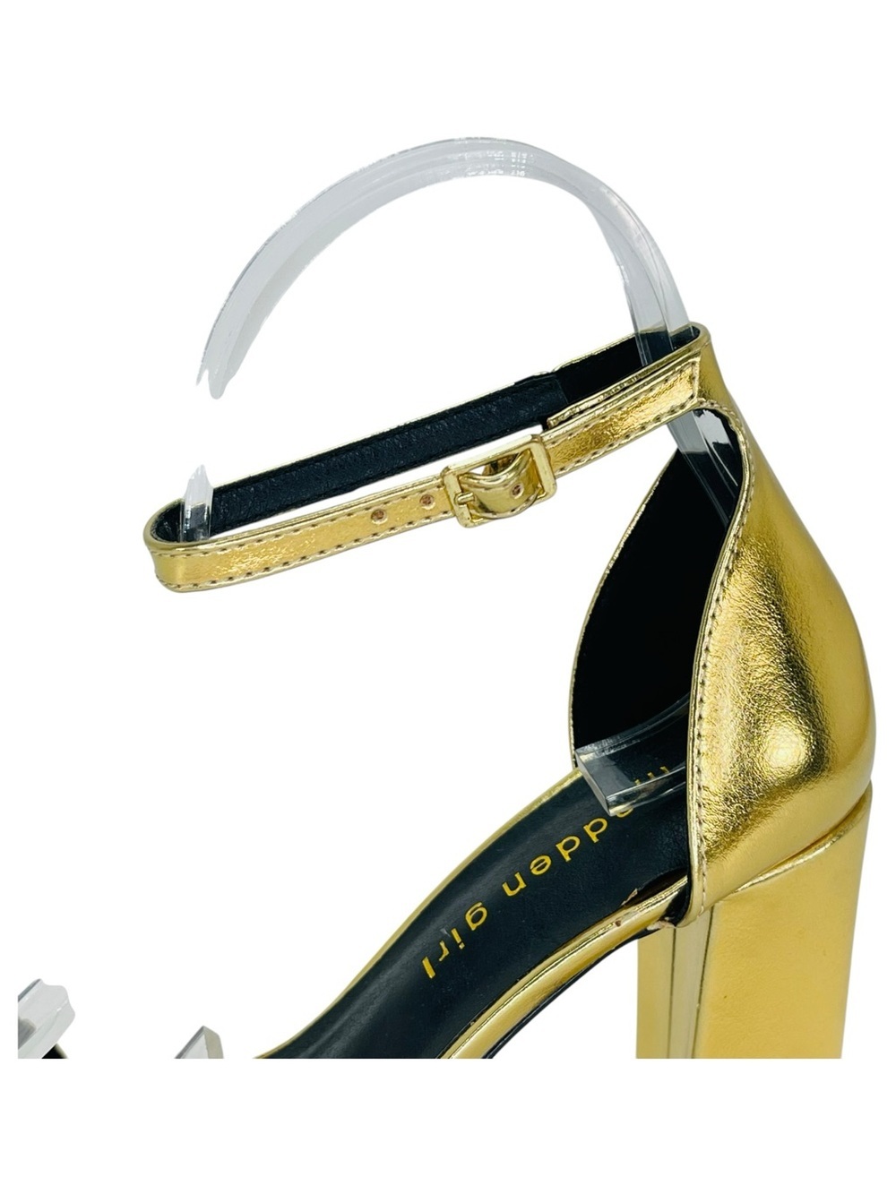Madden Girl Beella Gold Foil Faux Leather Womens Heels Size 7M - Picture 7 of 12